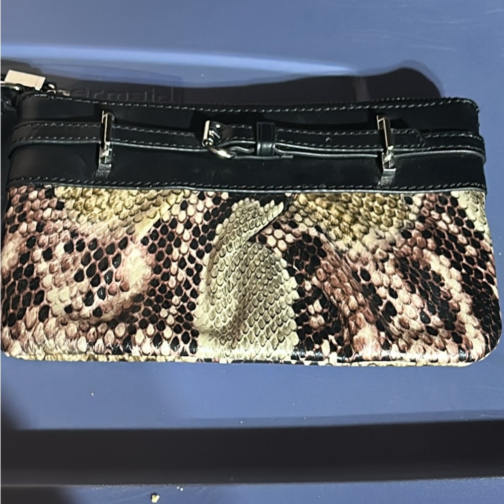 Vera Wang Black and Brown Snakeskin Clutch